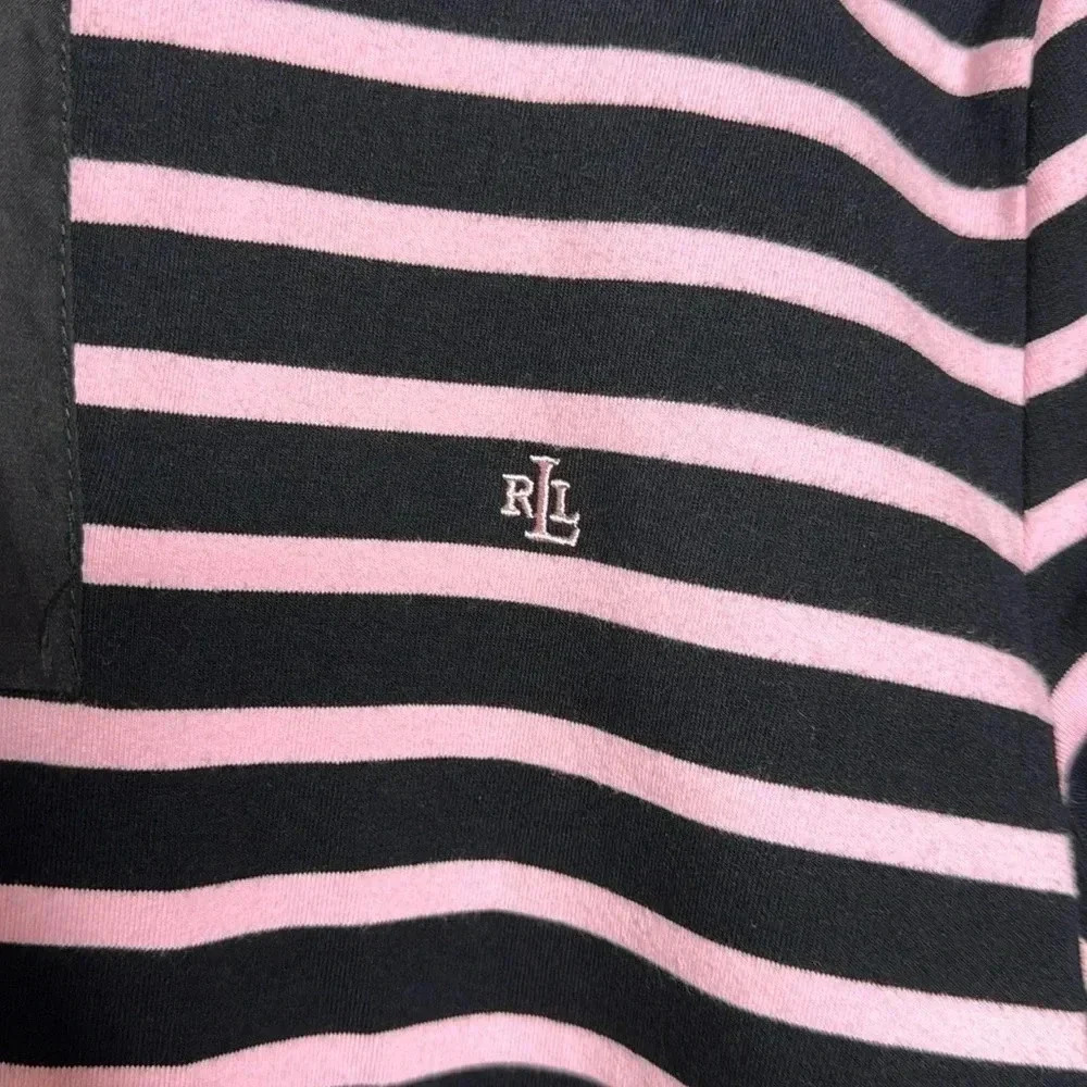 Lauren Ralph Lauren Large pink/black striped long sleeve top - Picture 2 of 4